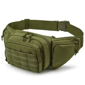 CC Fanny Pack - Concealed Carry Bag. MOLLE Gear Waist Pouch, 16"x6"x4" Large Capacity, 6 Pockets. Waterproof. (Color: Army Green)