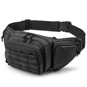 CC Fanny Pack - Concealed Carry Bag. MOLLE Gear Waist Pouch, 16"x6"x4" Large Capacity, 6 Pockets. Waterproof. (Color: Black)