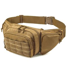 CC Fanny Pack - Concealed Carry Bag. MOLLE Gear Waist Pouch, 16"x6"x4" Large Capacity, 6 Pockets. Waterproof. (Color: Tan)