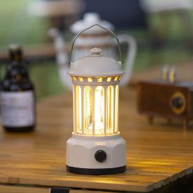 400 Lumens NEW Retro Camping Lantern; Atmosphere Tent Light COB Battery Hanging Light; Camping or Patio. (Color: L800B-White)