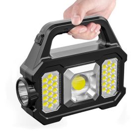 Solar Powered USB Rechargeable Light. Portable for Camping, Fishing. Multi-Modes. Wide Angle, Bright. (Color: Black A, Type: Flashlights)