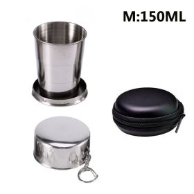 Stainless Steel Folding Cup; Ultralight Collapsible Travel Cup; Outdoor Retractable Drinking Glass & Case Set. (size: M 150ML)