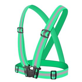 1pc Highlight Reflective Straps; Clothing Adjustable Safety Vest; Visibility For Adults And Children; Emergency Visibility. (Color: Grass Green)