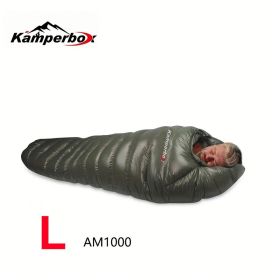 Kamperbox Camping Down Sleeping Bag Warm Mummy Bag with Left or Right Zippers to make Double Bag. Winter Warm (Type: AM1000LEFT)