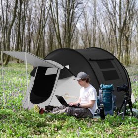 Pop Up Tent with Porch and Carry Bag, 3000mm Waterproof, for 2-3 People Camping, Hiking, Black. Fast Setup. (Color: General)