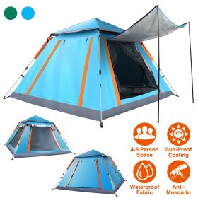 4-5 Person Camping Tent. Foldable Waterproof Tent with 2 Mosquito Nets, Windows, Carrying Bag, for Hiking, Fishing. (Color: Blue)