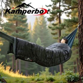 Kamperbox Sleeping Bag. Mixed Filling Blanket Sleeping Bag for Outdoor Camping, Hammock Sleeping, or Blanket. (Color: Black)