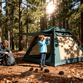 Family Quick-opening Tent 84.6L X 84.6W X 55.9H Instant Camping Rainproof Tent 2-4 Person Outdoor Camping Hiking Tent (Option: Dark green-215x215x142cm)