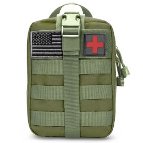 Tactical First Aid Bag IFAK Pouch with 3 Compartments.  MOLLE System, Can Add to Tactical Vest.  Waterproof. (Color: Army Green)