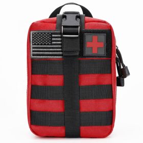 Tactical First Aid Bag IFAK Pouch with 3 Compartments.  MOLLE System, Can Add to Tactical Vest.  Waterproof. (Color: Red)