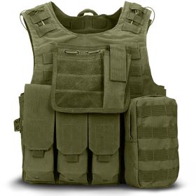 Military Tactical Plate Carrier Vest MOLLE System With Multiple Compartments for Hunting, Fishing, Camping. (Color: Army Green)