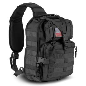 EDC Range Bag - Pistol Sling Bag Backpack (14 Liter) MOLLE Gear, Add To Vest or Carry Alone.  Waterproof Bag. (Color: Black)