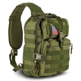 EDC Range Bag - Pistol Sling Bag Backpack (14 Liter) MOLLE Gear, Add To Vest or Carry Alone.  Waterproof Bag. (Color: Army Green)