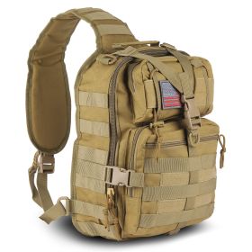 EDC Range Bag - Pistol Sling Bag Backpack (14 Liter) MOLLE Gear, Add To Vest or Carry Alone.  Waterproof Bag. (Color: Khaki)