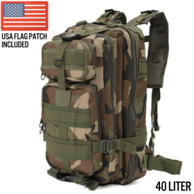XG-MB40 - Large Tactical Backpack Survival Assault Bag 40 Liter Bug-Out Bag, Outdoor Sports. Waterproof, Durable. (Color: Jungle Camo)